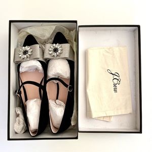 Velvet Marina Mary Jane with Jewels by J. Crew, black & silver, size 10